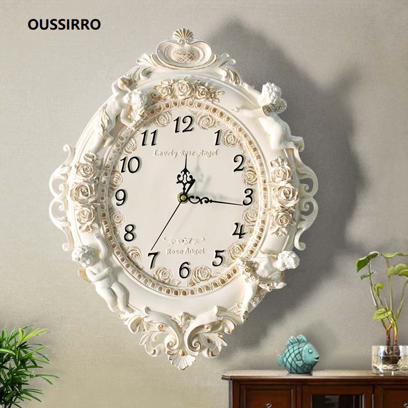 

Creative European Retro Style Wall Clocks Quiet Hotel Home Decoration Living Room Quartz Needle
