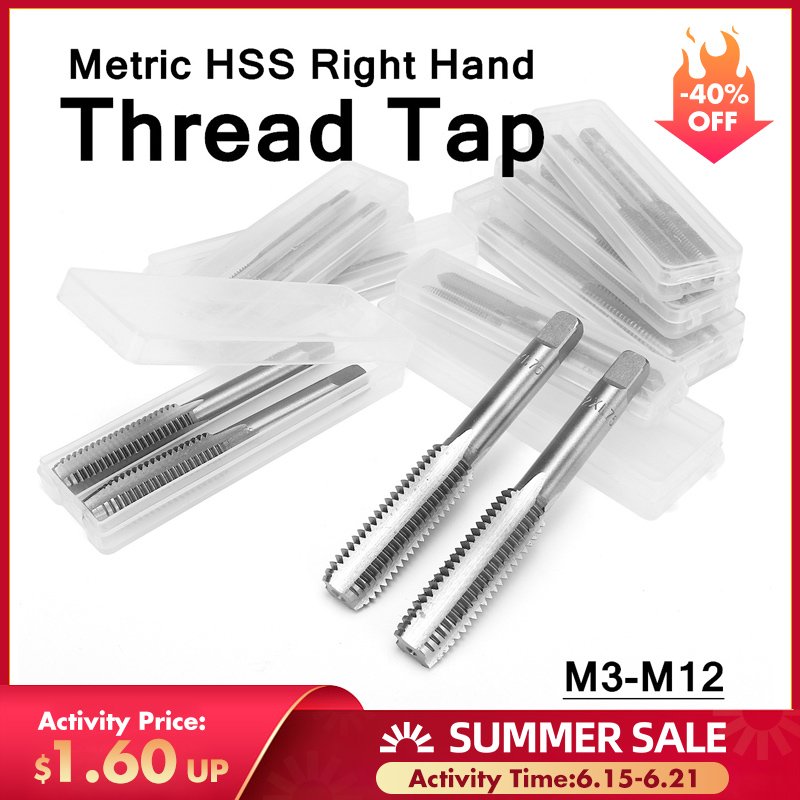 

DORESUPP 2Pcs Thread Taps Set Spiral Inch M3 M4 M5 M6 M7 M8 M9 M10 M12 Industrial Metric HSS Right Hand Drill Bits Plug Taps