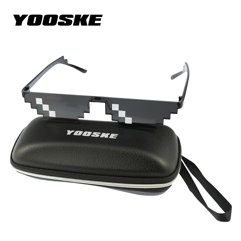 

YOOSKE Deal With It Sunglasses Men Thug Life Glasses Women Vintage Black Mosaic Plus Polygonal 8 Bits Eyeglasses Style Pixel