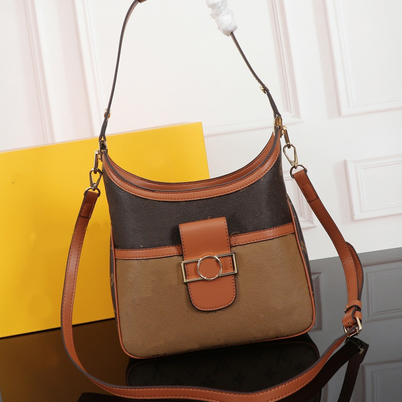 

Handbag Purse Women Shoulder Bags Fashion Bag Removable Shoulder Strap Old Flower L Letter Patchwork Genuine Leather Hand Bags Hasp, Box