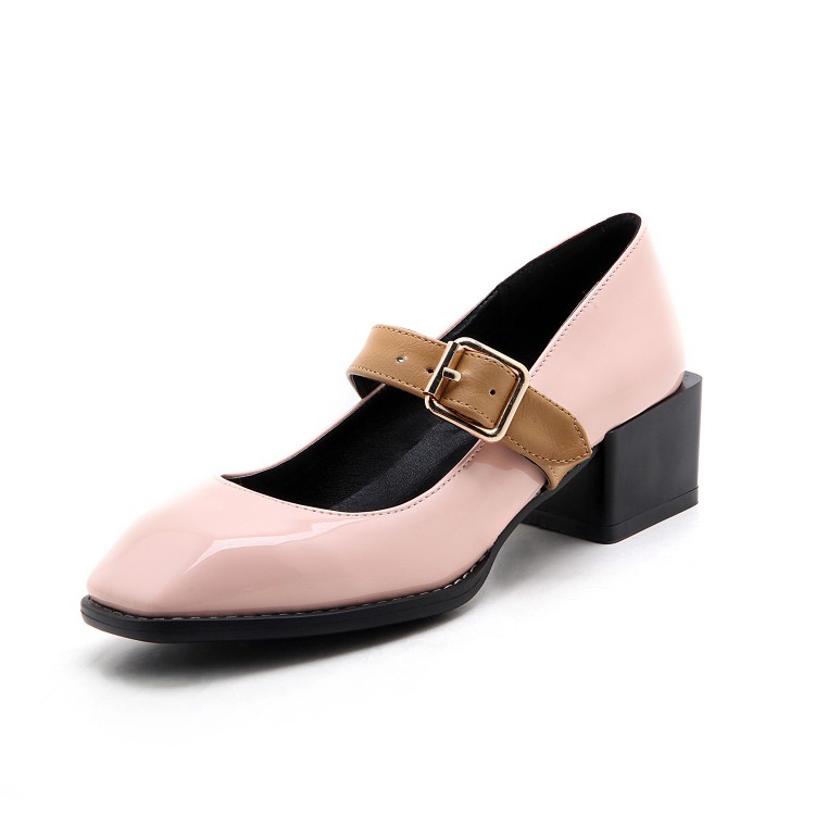 

Oversized Square head sweet single shoes ladies high heels women shoes woman pumps, Black