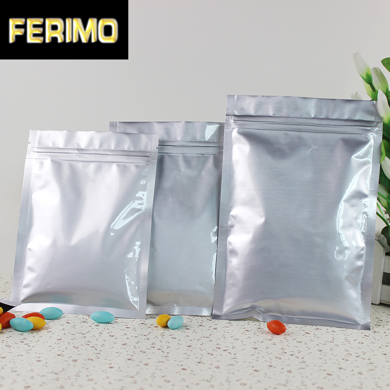 

100pcs 13 sizes Small Pure aluminum zipper bag flat aluminum foil bags bags sealed storage Bag With zipper