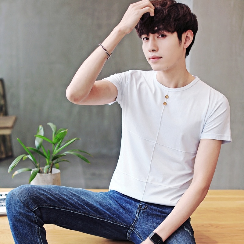 

Cotton Men's Short-sleeved T-shirt T-shirt, White, Black, Slim, Tight Bottom Shirt, Moisture Half-sleeve Men's Clothes, Burgundy