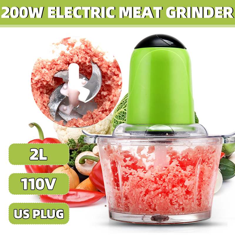 

2L Automatic Powerful Meat Grinder Multifunctional Electric Processor Electric Blender Chopper Meat Slicer Cutter US 110V