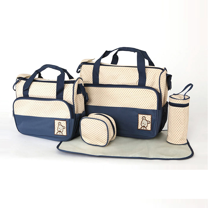 

Fashion diaper bag for mother baby traveling nappy baby bag for stroller Big Waterproof dot backpack Mother Care, Blue
