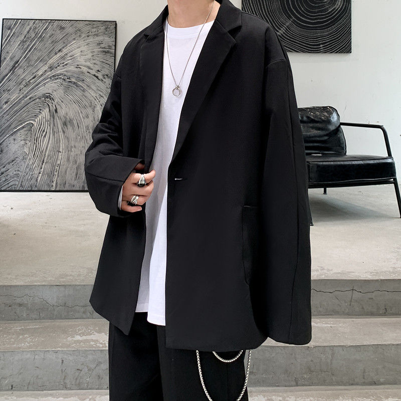 

Men's suit 2020 autumn new slimming pure color web celebrity ruffshuai long sleeve small suit casual fashion youth men's wear, Black