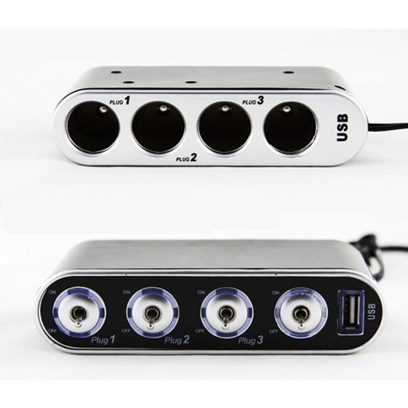 

Auto Accessory 1 To 4 Converting Practical Universal Easy Install USB Port Power Supply Vehicle Splitter Car Lighter