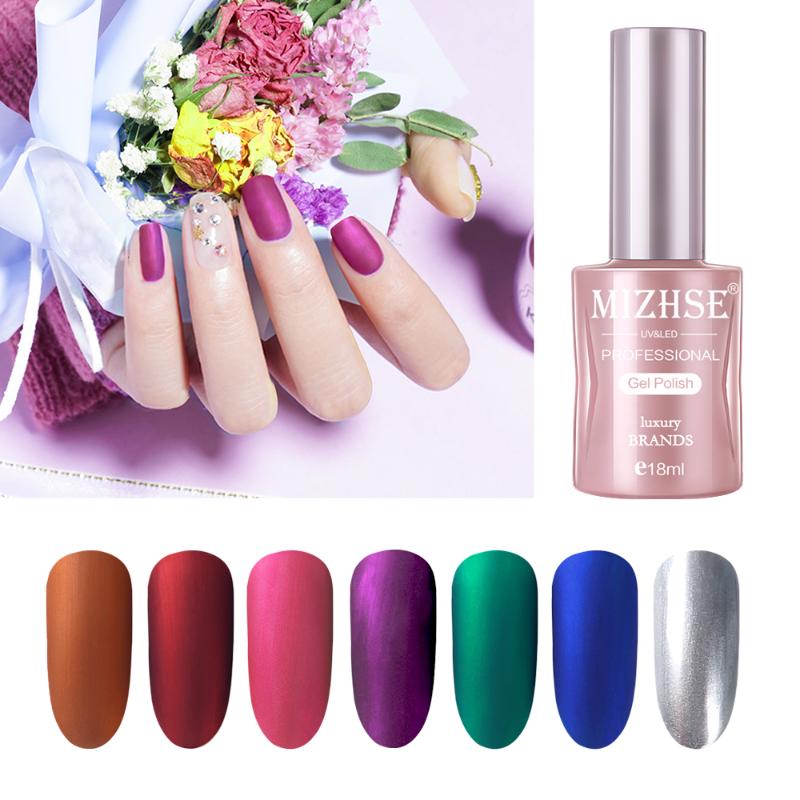 

MIZHSE 18ML Gel Polish Mirror Metallic Color With Matte Top Gel Lacquer UV LED Long Lasting Nails Polish Sliver Needed, Tj005