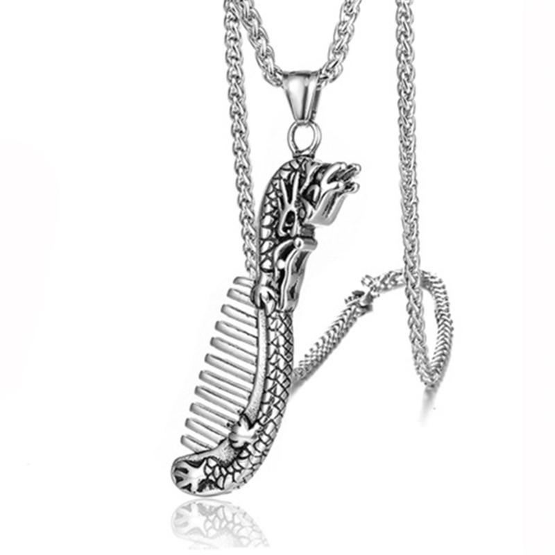 

Cool Punk Dragon Comb Pendant Necklaces Male Gold Color Stainless Steel Necklace For Men/Women Fashion Jewelry 2020 New