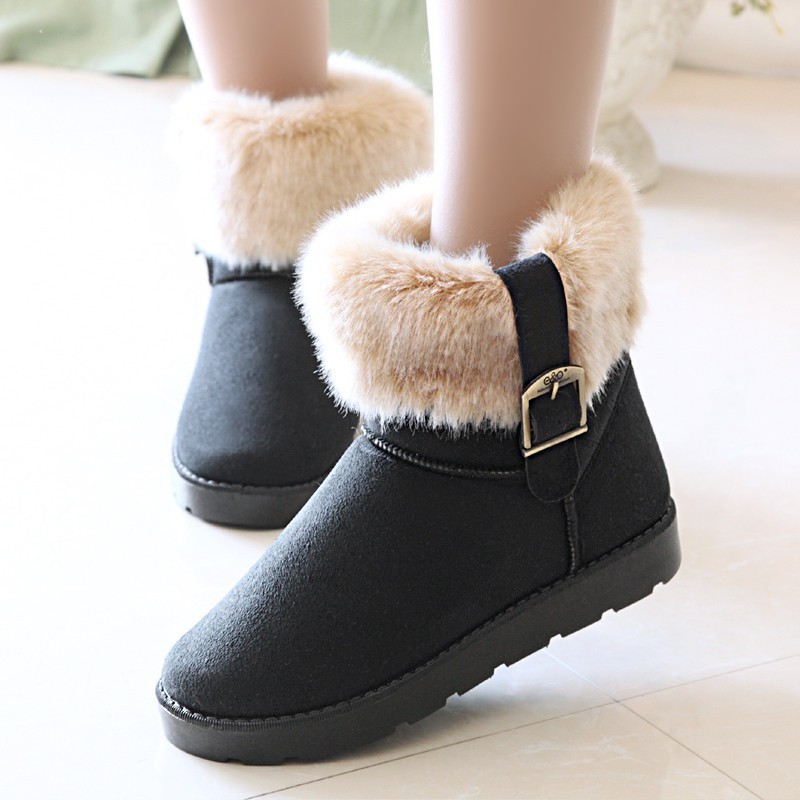 

Brand wild fashion casual outdoor activities autumn and winter warm women's boots low to help daily plush thick women's boots, Black