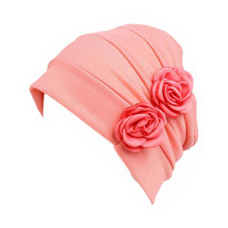 

Women Casual Hair Loss Western Style Accessories Comfortable Cancer Hat Flower Pattern Soft Chemotherapy Cap Beanie Solid Ruffle, Grey