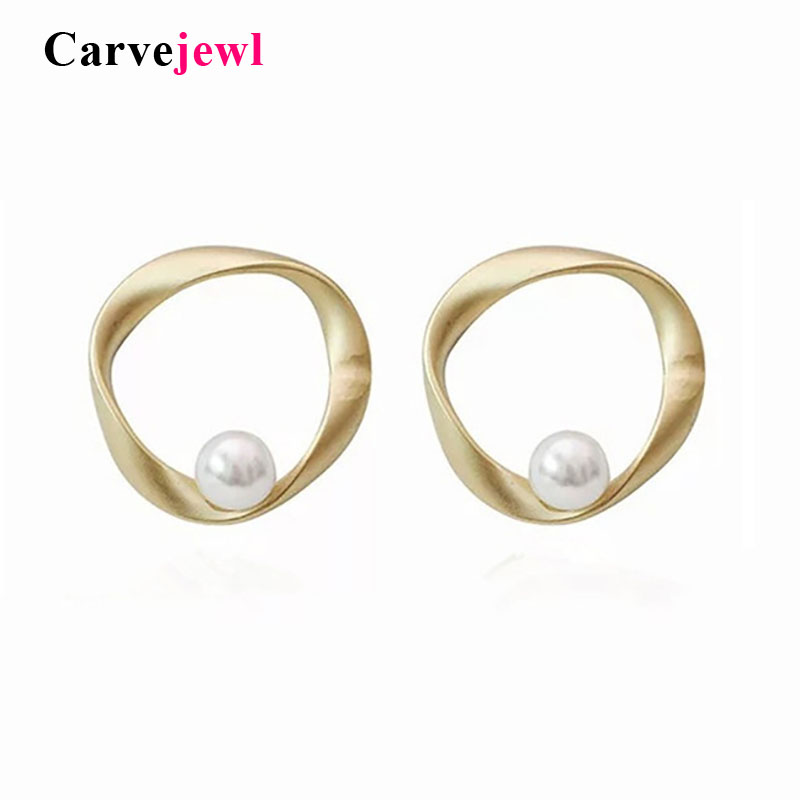 

Carvejewl pearl stud earrings twisted irregular round circle Korean earrings for women jewelry new fashion romantic wholesale