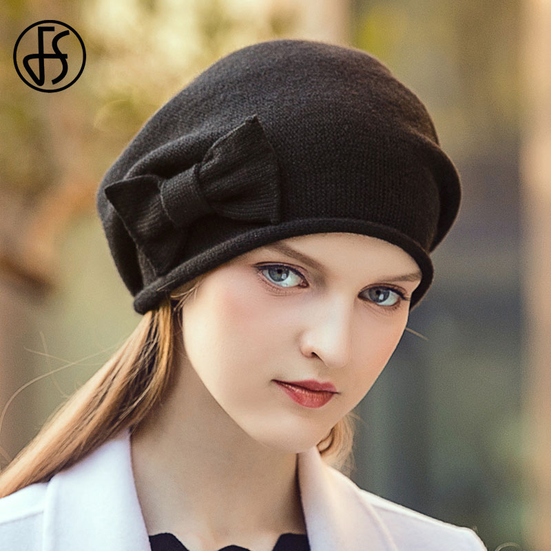 

FS Winter Hats For Women Knitted Beanie Hat For Ladies Fashion Autumn Warm Female Cap Solid Bonnet 2020 Black Pink Ski Caps