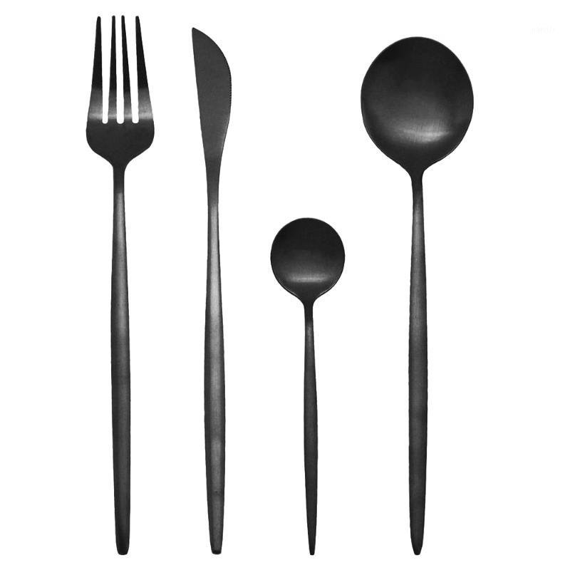

16pcs Black Tableware Cutlery Set Knife Dinner Spoon Fork Gold Stainless Steel Kitchen Flatware Dinnerware Set1