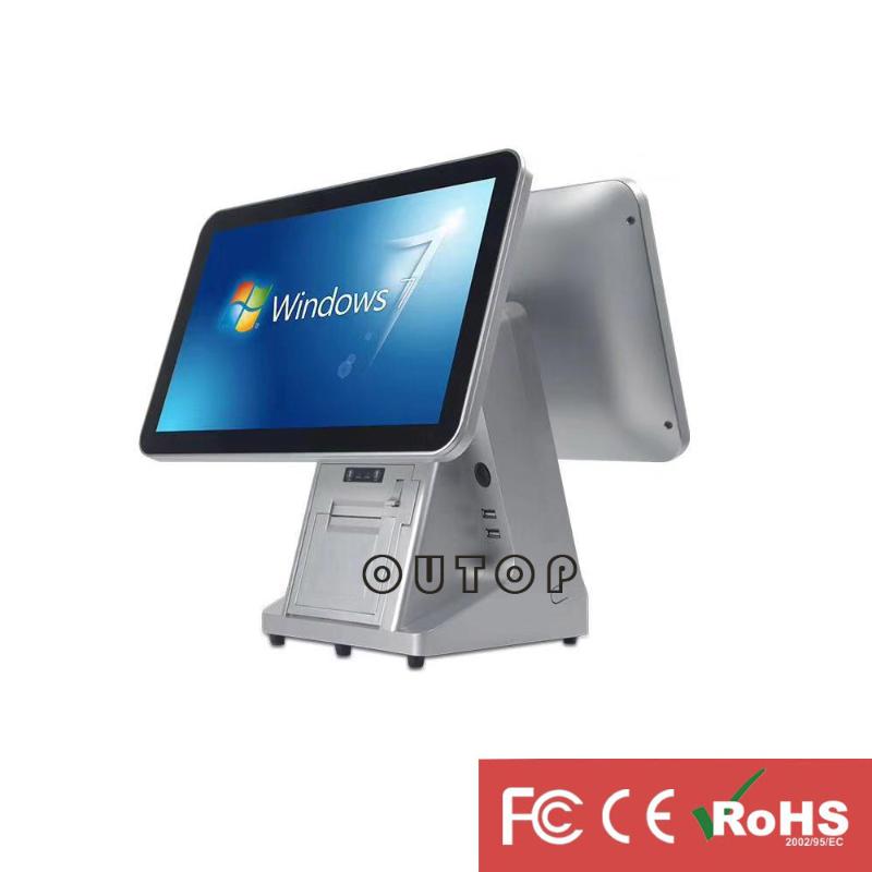 

high quality metal material dual screen capacitance touch cash register machine with 80mm auto-cutting printer system