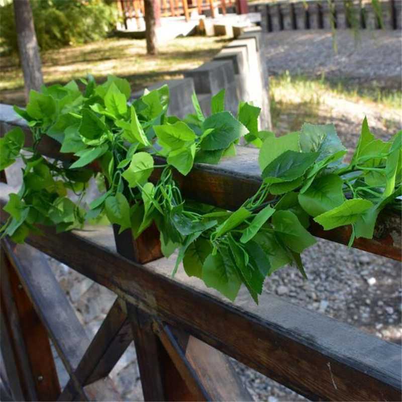 

1Pc Simulation Leaf Rattan Garden Decor Artificial Plant Wall Hanging Vine Tube Balcony Green Decoration Fake Plant, Apple leaf