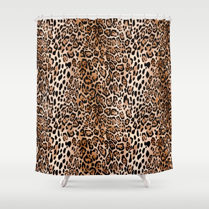 

Brown Leopard Print Shower Curtain Bathroom Waterproof Shower Curtain Flower Print Curtains for Bathroom With Hook
