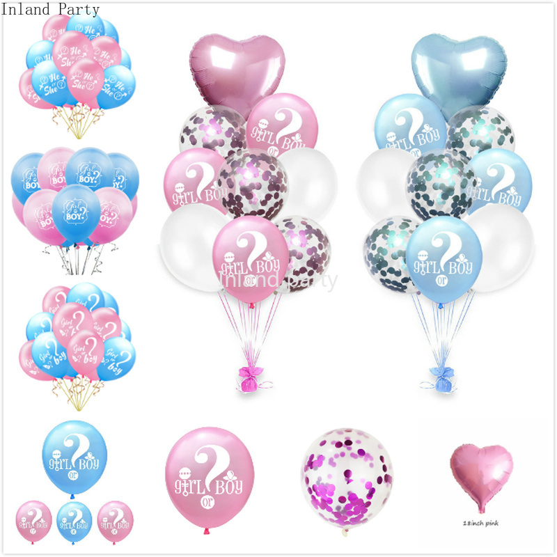 

18pcs Gender Reveal Balloon Girl or Boy Foil Latex Balloon Stickers Confetti Baby Shower Gender Reveal Party Supplies