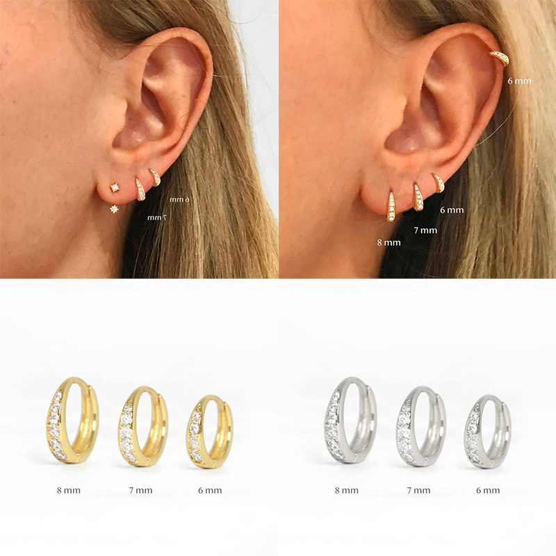 

CANNER Minimalis 925 Sterling Silver Ear Bone Buckle Hoop Earrings for Women Men Party Bling Ziron Mujer Round Circle Pendients