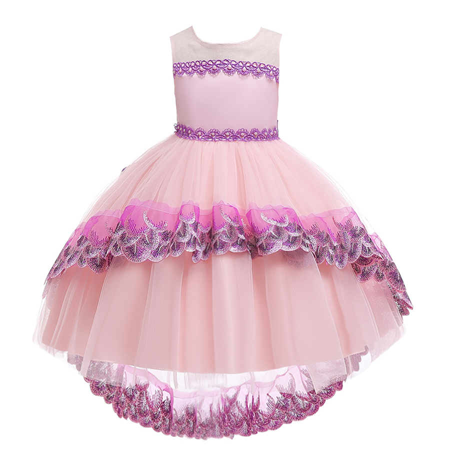 

2019 elegant Lace Flower Girl Dress Formal Princess dress Party 3-10 Years Chic Girls Dresses Children Clothes Birthday Clothing, As picture