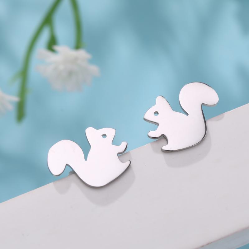 

Stud My Shape Earring Squirrel Stainless Steel Small Animal Silvery/Gold Color Cute Lovely Women Jewelry GIft