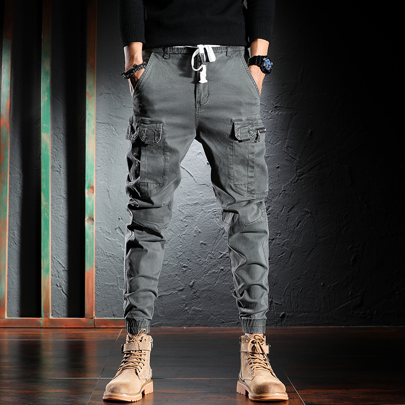 

Fashion Streetwear Loose Casual Cargo Pants Men High Quality Multi Pockets Designer Harem Trousers Hip Hop Joggers Jeans Homme, Black