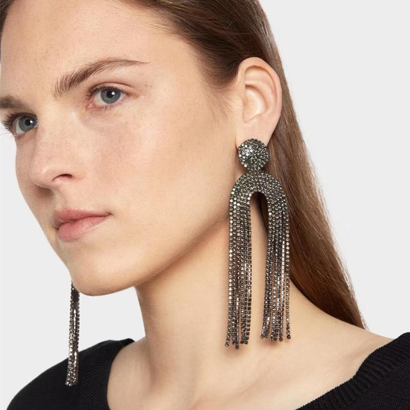 

Super Shiny Rhinestone Long Chain Dangle Earrings for Women Fashion Jewelry Trendy Bohemian Statement Earrings Accessories