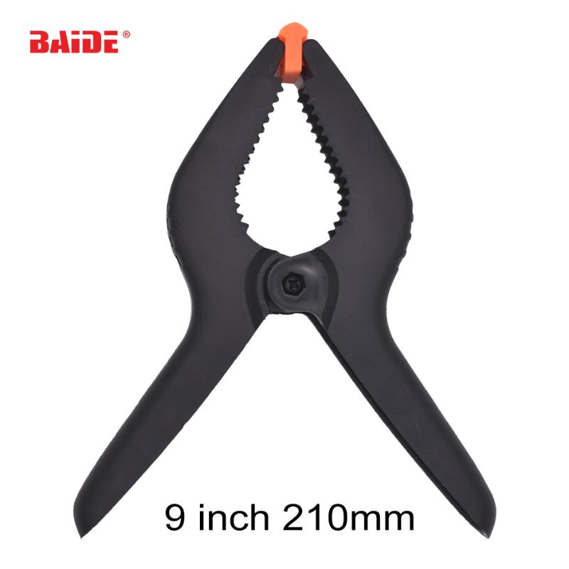 

Black 9" inch 210mm Heavy Duty Plastic Nylon Spring Clamps Clip Jaw Opening Craft Photo Clip for DIY Woodw 100pcs/lot