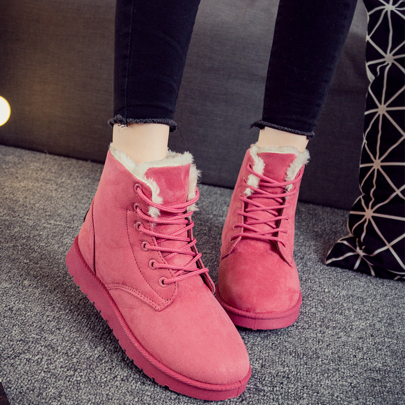

2020 Women Winter Boots Suede Ankle Snow Boots Female Warm Fur Plush Insole High Quality Botas Mujer Plus Size Winter Shoes, Beige