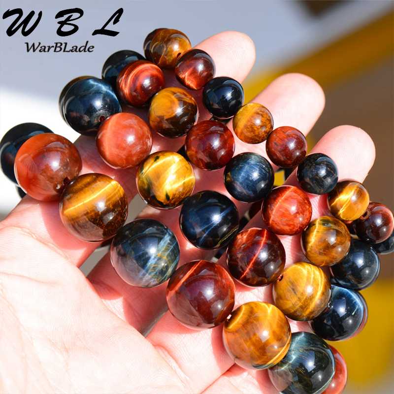 

WBL Natural Tiger Eye Stone Bracelet 8mm-18mm Yellow Blue Red Tiger Eye Beads Bracelet Bangles For Men Women Jewelry 2020 New