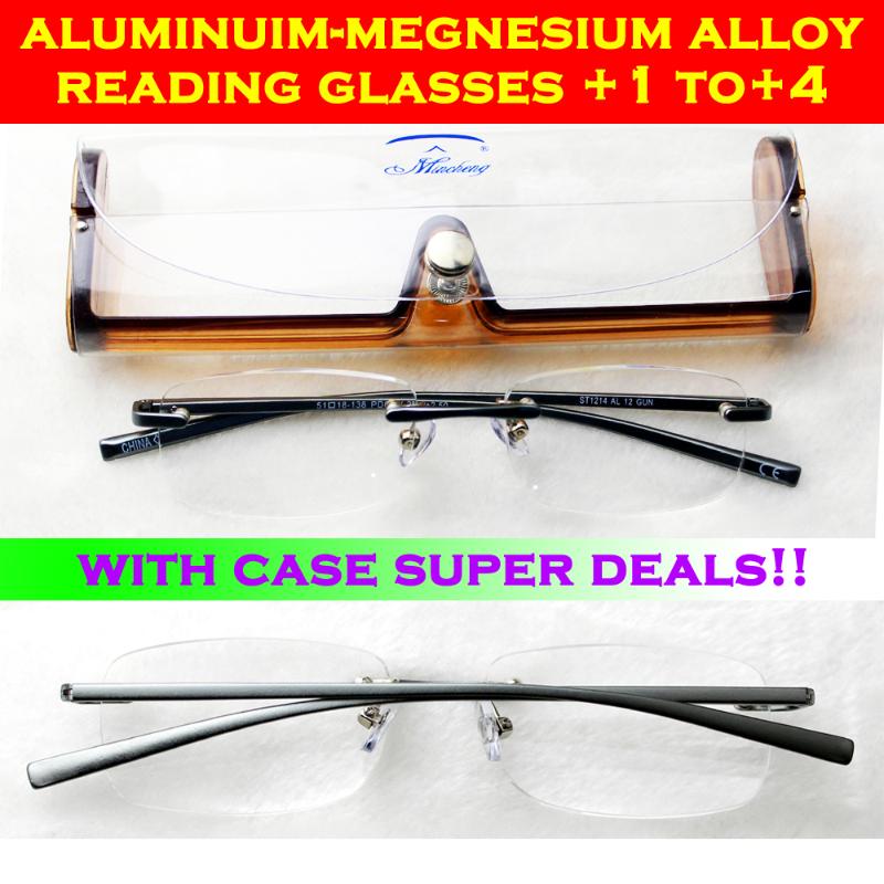 

2020 ALUMINIUM MAGNESIUM ALLOY RIMLESS FRAMELESS SUPER LIGHT RIGID MEN WOMEN READING GLASSES + CASE +1.25 +1.5 +2 +2.5 +3 +3.5