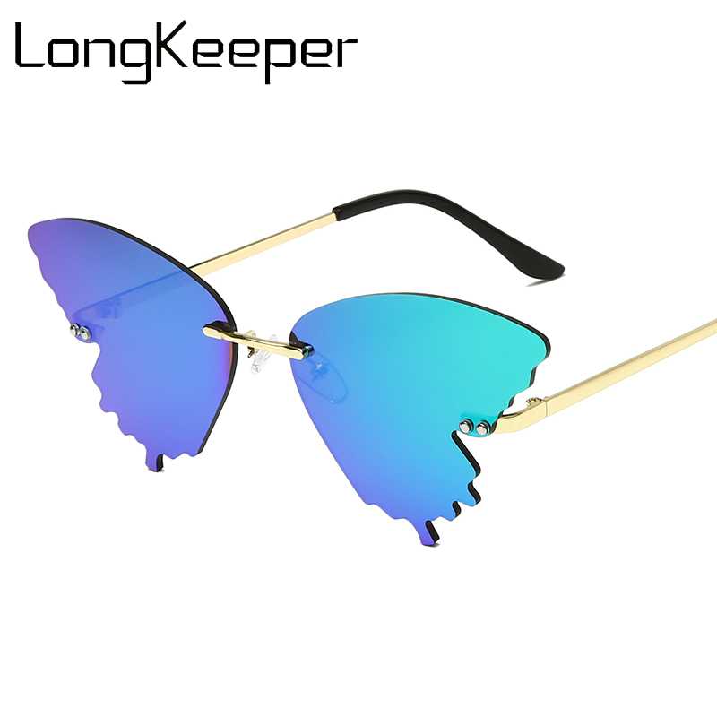 

LongKeeper Fashion Rimless Sunglasses Women Butterfly Sun Glasses Female Luxury Trending Shades UV400 Oculos Feminino