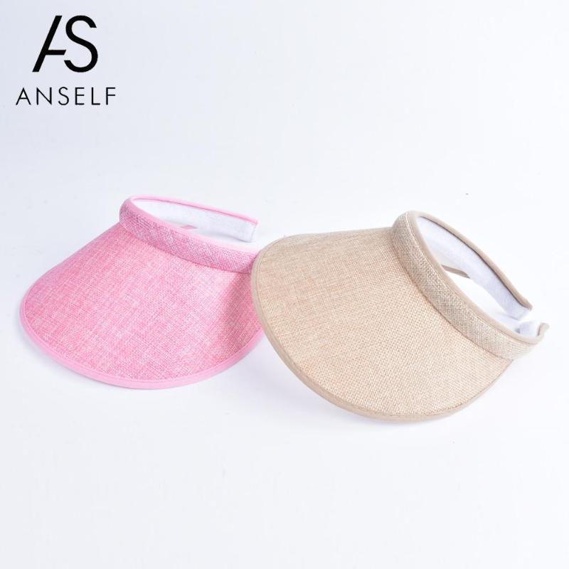 

Summer Unisex Women Men Fashion Sun Visors Cap Broad Wide Brim Topless Tennis Headband Hat Headwear, White