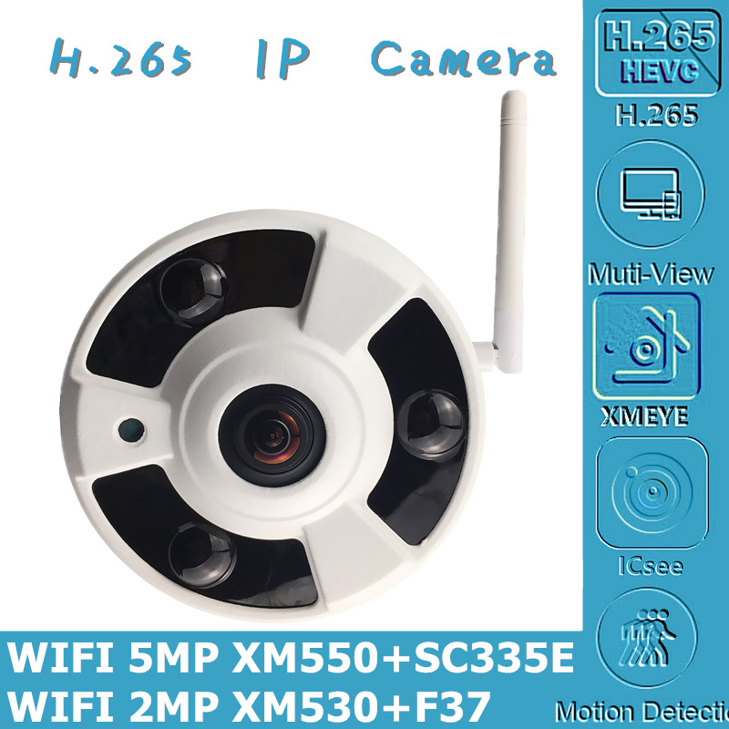 

Panorama WIFI Wireless 5MP 2MP FishEye IP Ceiling Metal Dome Camera 2592*1944 IRC NightVision XMEYE CMS P2P Cloud RTSP
