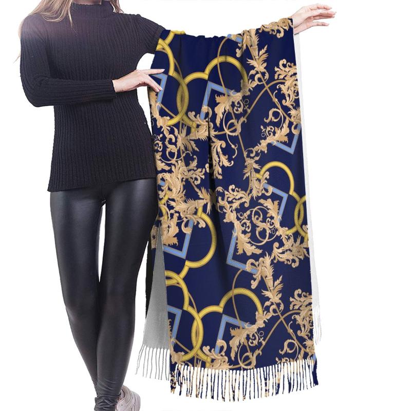 

NOISYDESIGNS Retro European Pattern 2020 Autumn Winter Female Scarf Women Fashion Scarves Wide Long Shawl Wrap Tippet Retro Blue
