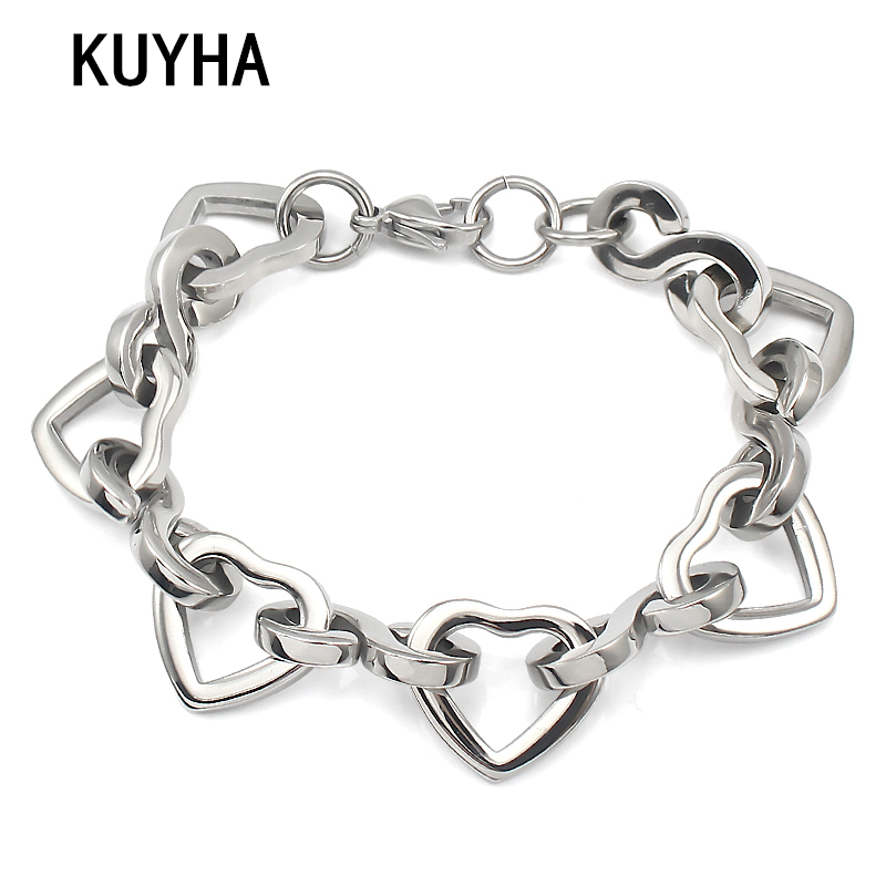 

20CM Bracelet 316L Stainless Steel Femme Chain Silver Color Bangle For Women Jewelry Hot Gift for Men Pulseiras