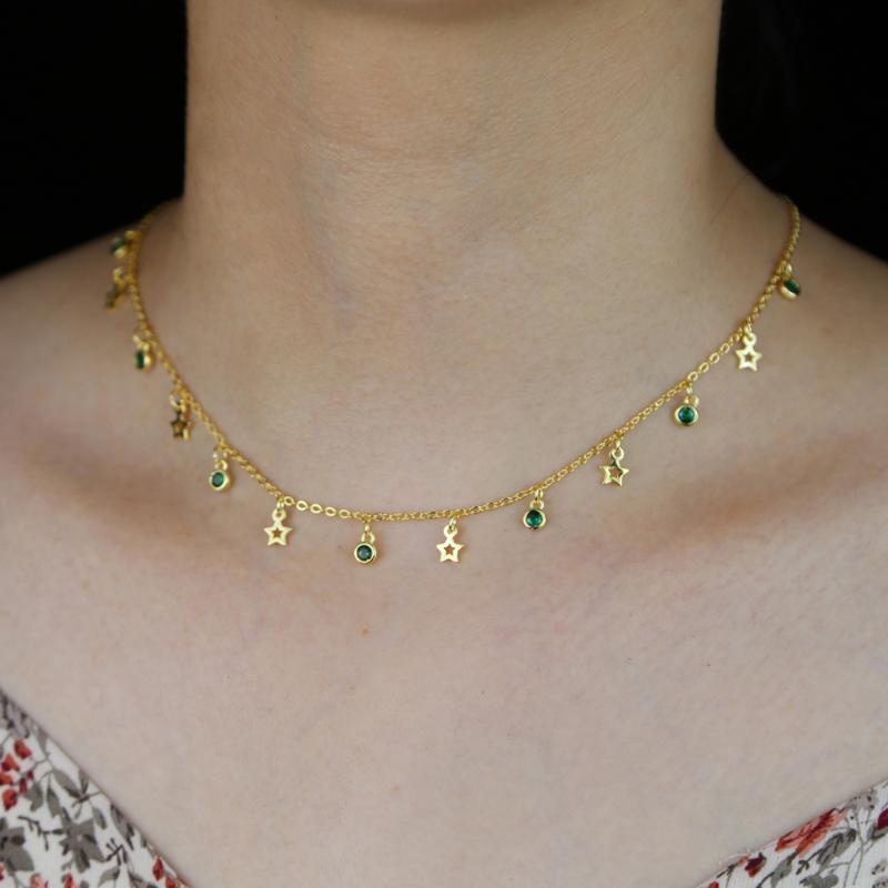 

2020 fashion minimal delicate women choker necklace with rainbow cz paved statement wedding necklace jewelry in gold color