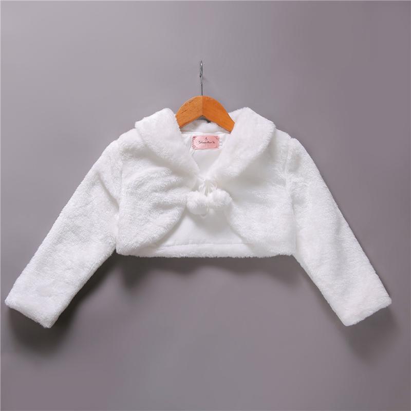 

High Quality New Arrival Cute Girls Jackets and Coats Winter Warm Outerwear Faux Fur Long Sleeves Kids Baby Fashion Bolero, Beige