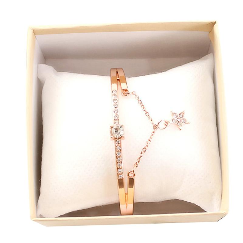 

Hot Luxury Rose Gold Stainless Steel Bracelets Bangles Female Heart Forever Love Brand Romantic Starry Sky Wristwatch Bracelet