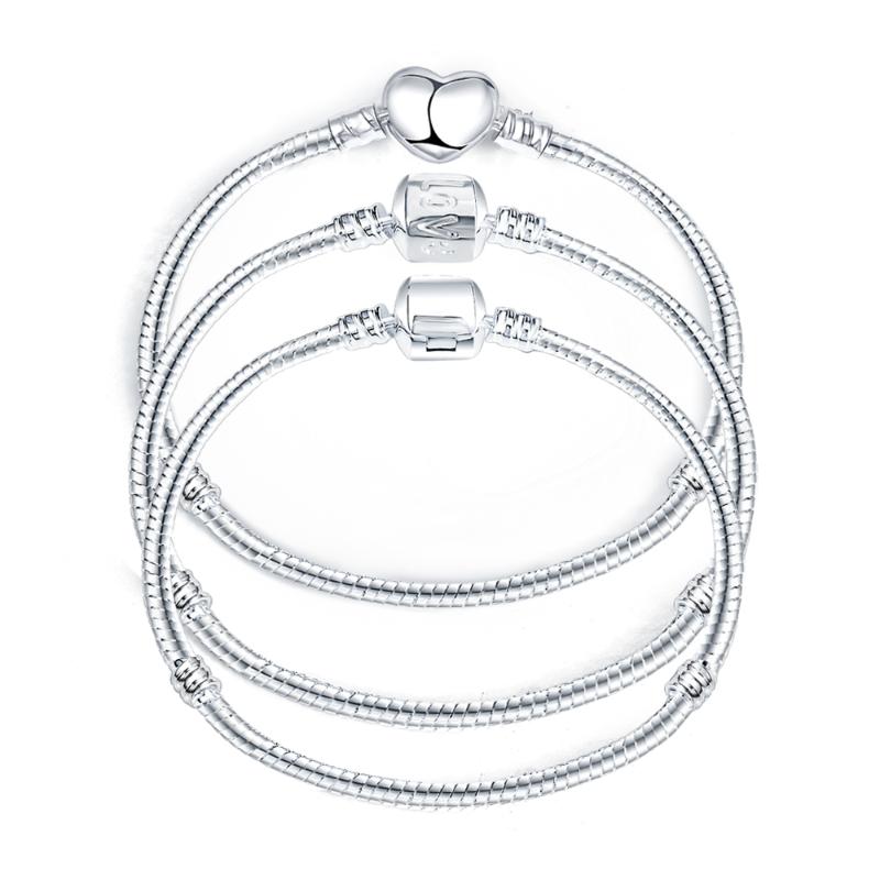 

Hot Silver Love Snake Chain Fit Charm Bracelet & Bangle Charm Jewelry Gift For Men Women 16-21cm