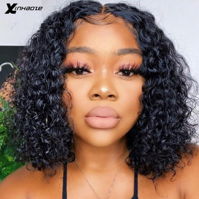 

Short Bob Curly Human Hair Wig 13x4 Bob Lace Front Wigs Brazilian Kinky Curly Wig Remy Silk Top Lace Front Human Hair Wigs, 13x4 lace wig