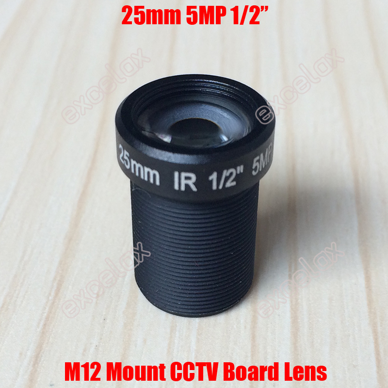 

5MP 1/2" 25mm M12 F2.4 IR Sensitive CCTV Board Lens MTV Mount for 960P 1080P 2MP 3MP 4MP 5 Megapixel Analog IP Camera by Excelax