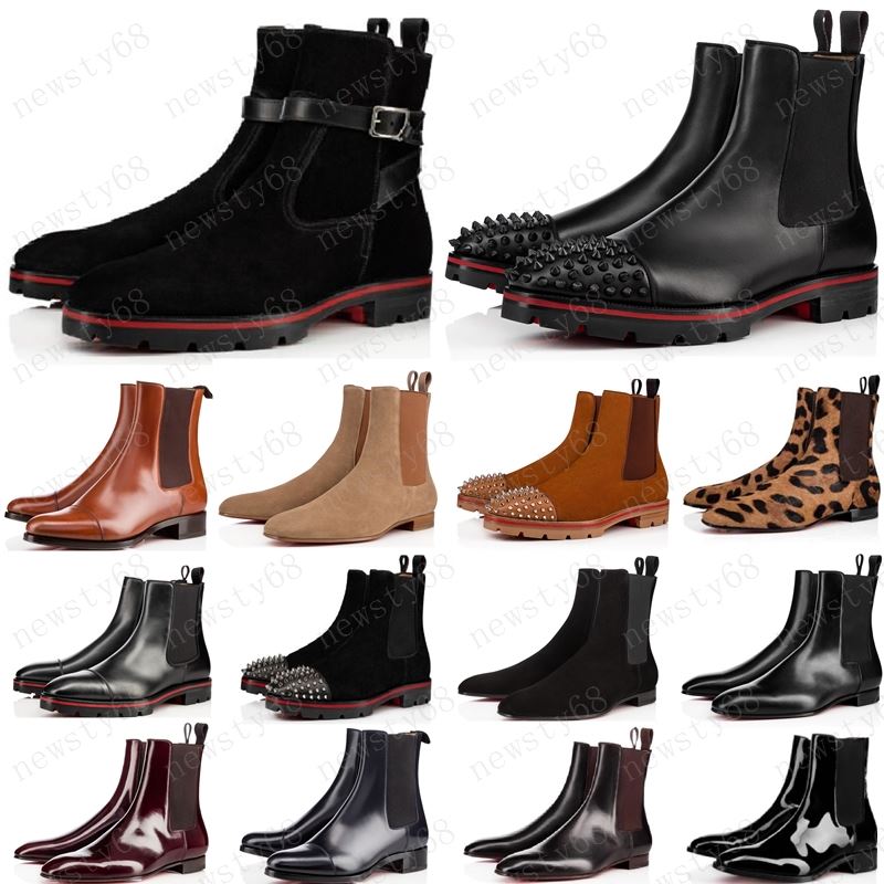 

Top quality style red bottoms sneaker men boot spikes suede leather red sole men shoes super perfect melon Motorcycle ankle boot for men, Box
