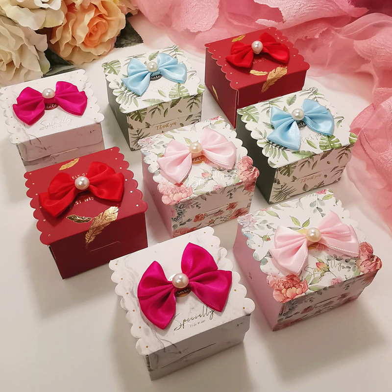 

50pcs Angel Thank you Candy Box Baby Shower Favor Gift Packing Box Butterfly Bowes Paper Gift Wrapping Chocolate Bag