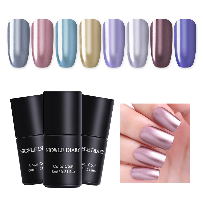 

NICOLE DIARY 6ml Metallic Mirror Effect UV Gel Polish Long Lasting Metal Gold Color Nail Varnishes Polish Nail Art, Top coat