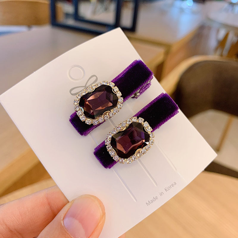

Korea Style Simple Girl Hair Pins Cute Velvet Shining Rhinestone Glass Duckbill Hair Clips for Women Fashion Accessories