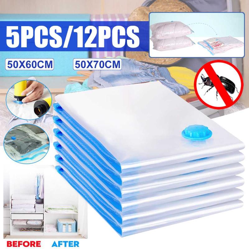 

Home Vacuum Bag for Clothes Quilt Transparent Storage Bag Foldable Compressed Organizer Space Saving Seal Bags Organization