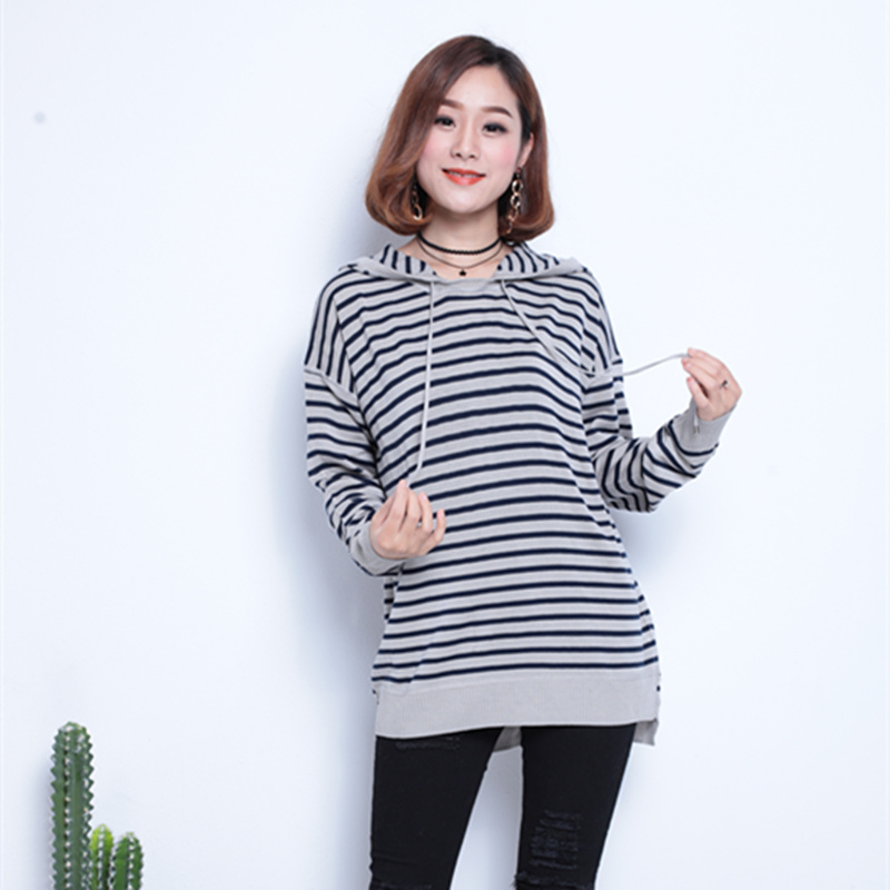 

Autumn Striped Hooded Drawstring Hoodies Women Dropped Shoulder Long Sleeve Female Hoodie Streetwear Casual Ladies Sweatshirts, As pic