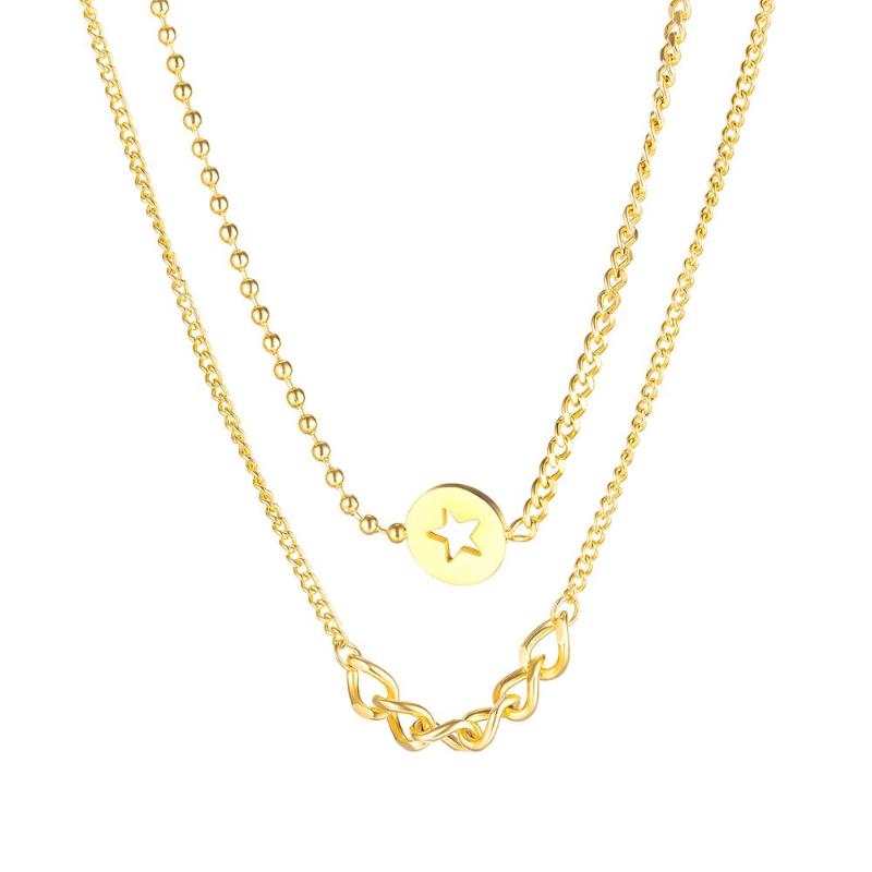 

New Arrival Classic Multi-layer Star Choker Chain Gold Color Titanium Steel Necklace Woman Gift Wholesale Not Fade