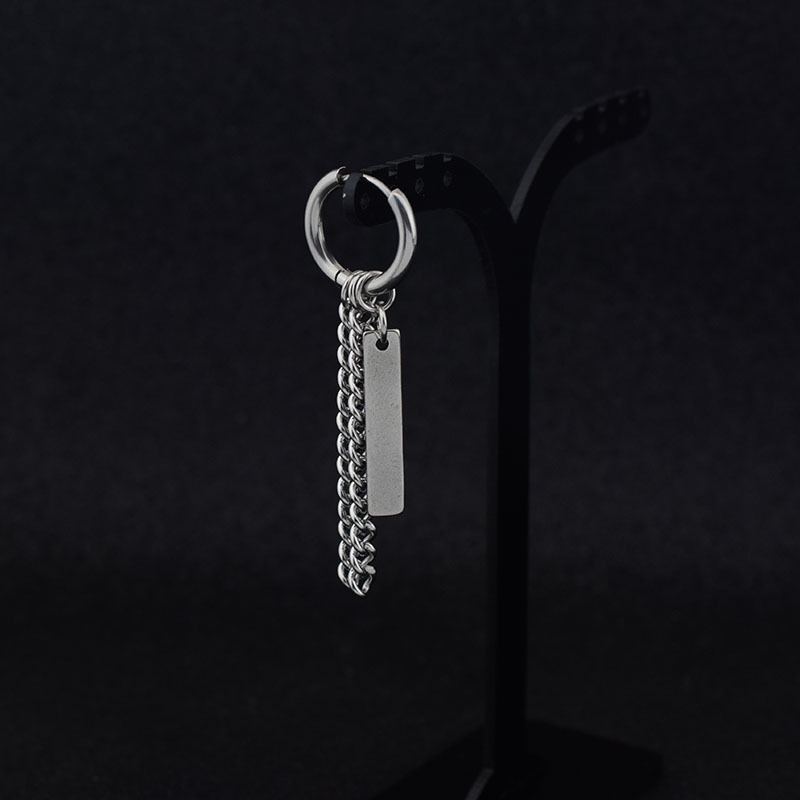

New 1 pcs Korean Hip Hop Titanium Steel Chain Threader Drop Cuff Double Chain Piercing Earrings Unisex Stainless steel Jewelry